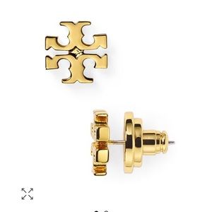 Gold Tory Burch Logo stud Earrings